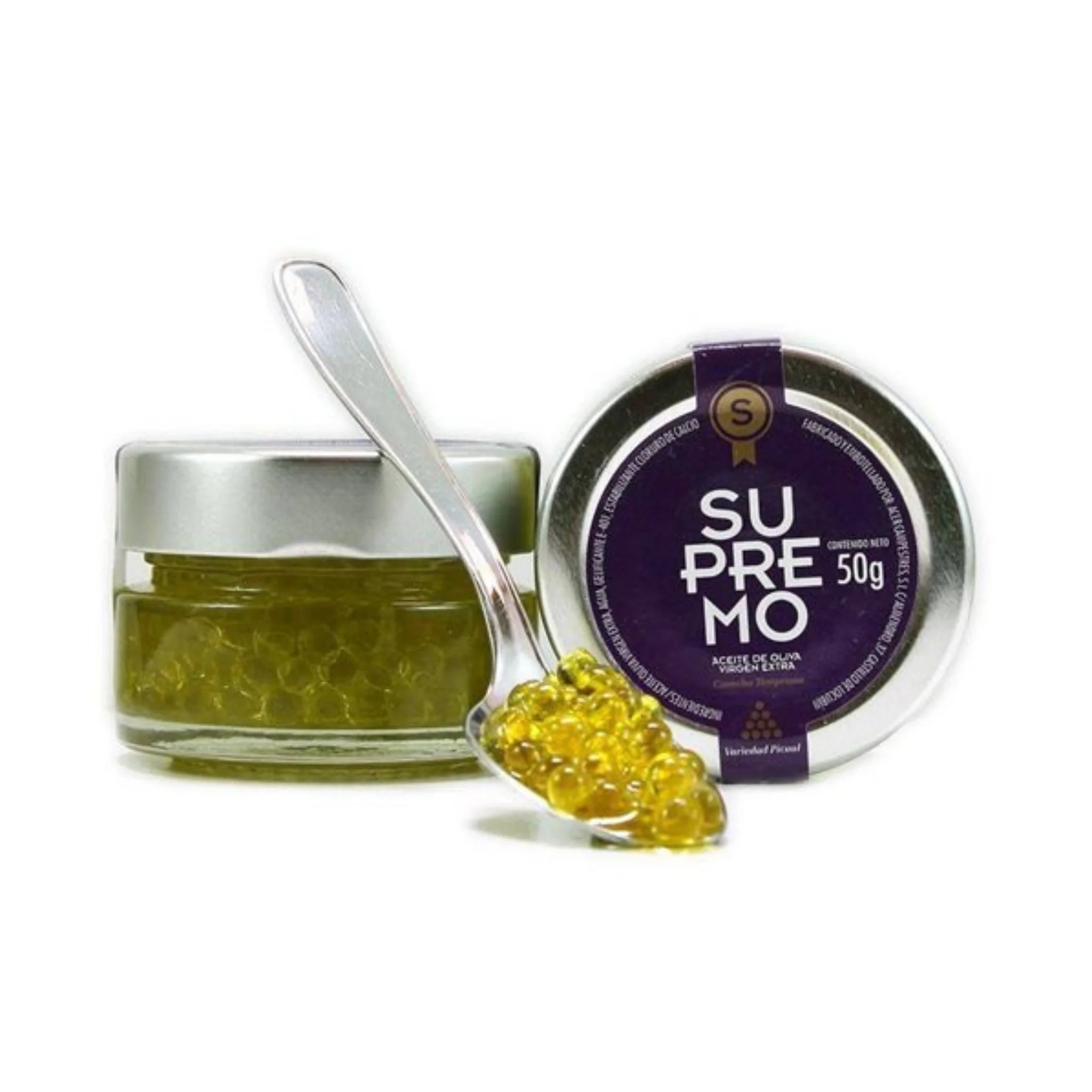 Ypač tyro alyvuogių aliejaus veganiški ikrai „Supremo EVOO Pearls“