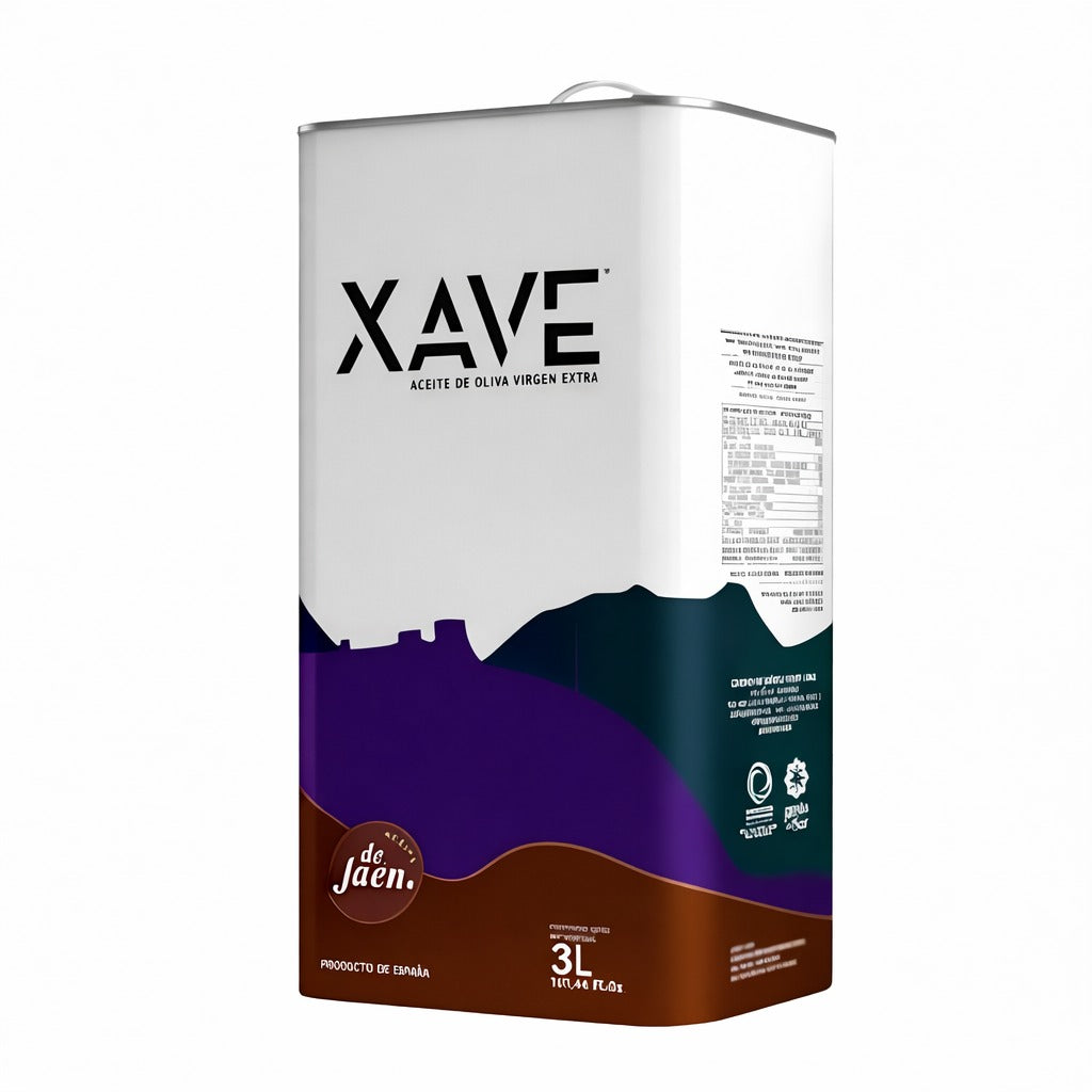 Ypač tyras alyvuogių aliejus XAVE, pagamintas iš 100 % Picual veislės alyvuogių.