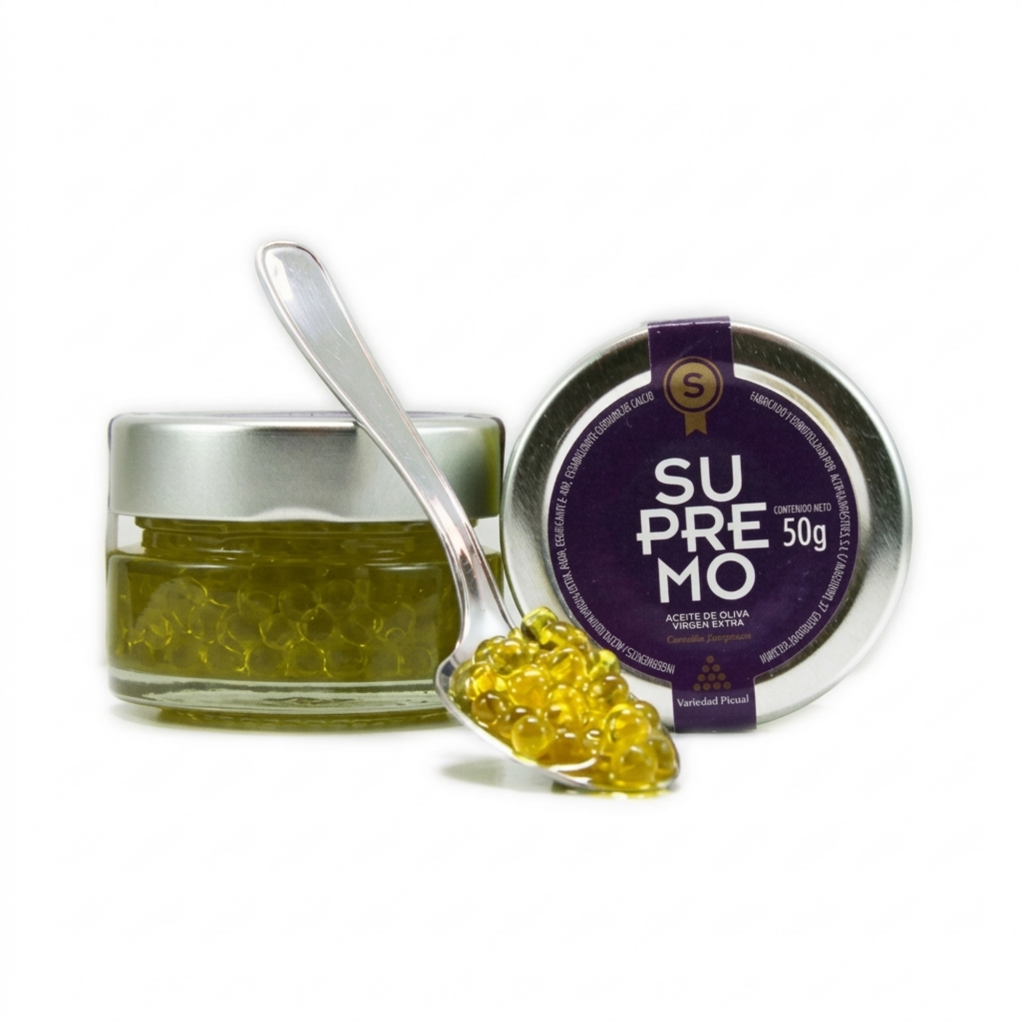 Ypač tyro alyvuogių aliejaus veganiški ikrai „Supremo EVOO Pearls“